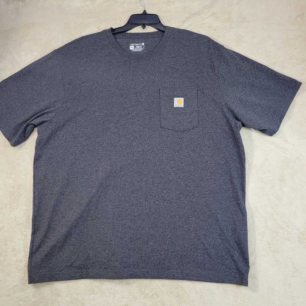 Carhartt Men's T Gray Loose Fit Cotton/Poly Blended Short Sleeve Pocket‎ Tee